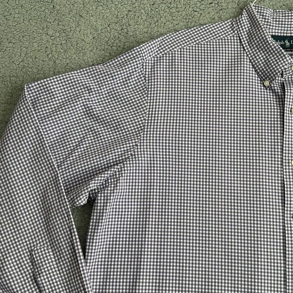 Ralph Lauren Polo Men's XXL Classic Fit Button Down Long Sleeve Purple And White - Picture 3 of 13